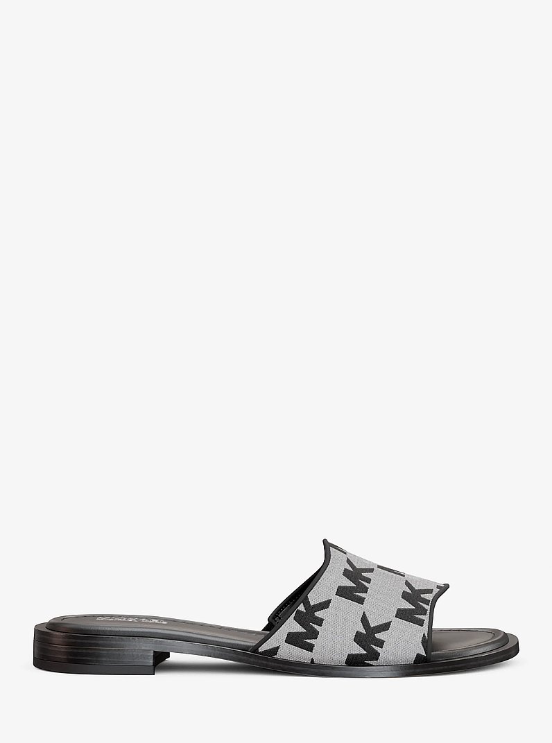 Hannah Logo Jacquard Slide Sandal in BLACK | Michael Kors