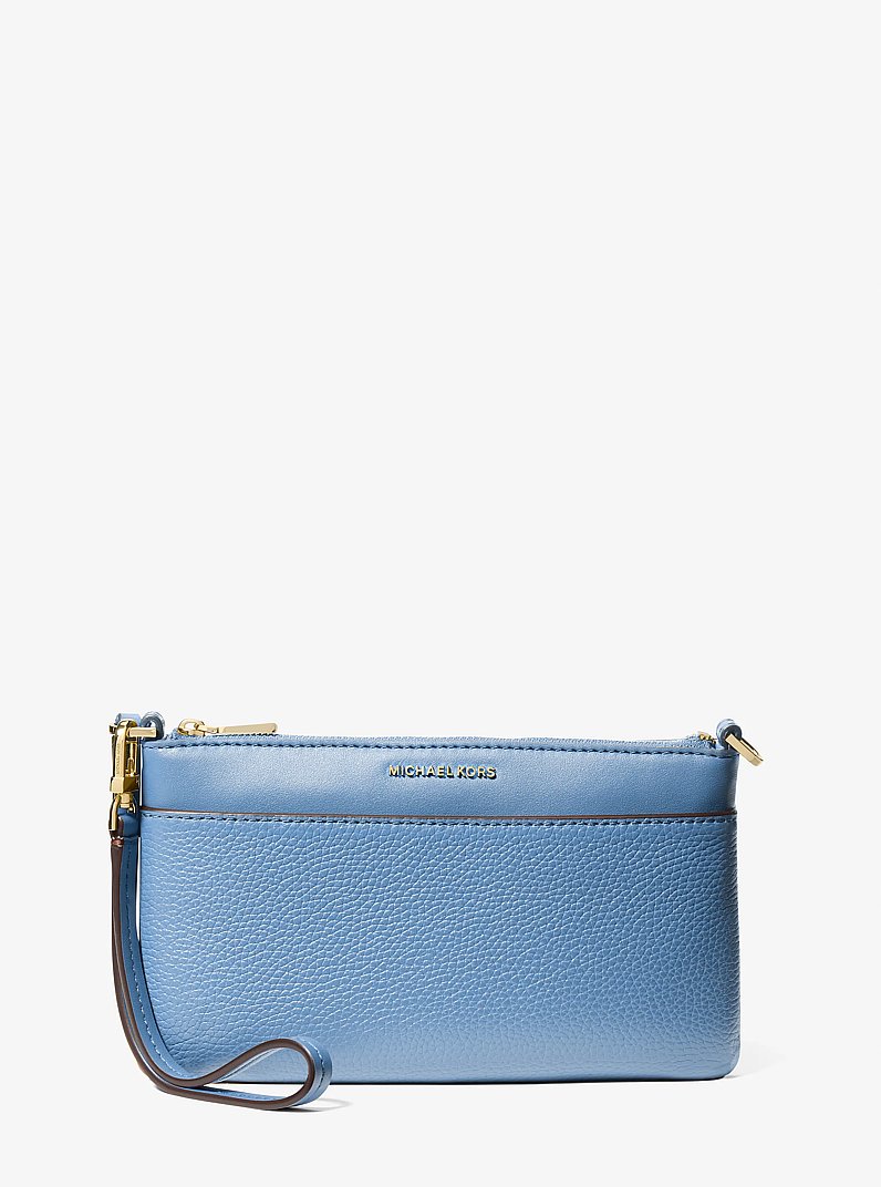 Jet Set Medium Pebbled Leather Wristlet in FRENCH BLUE | Michael Kors