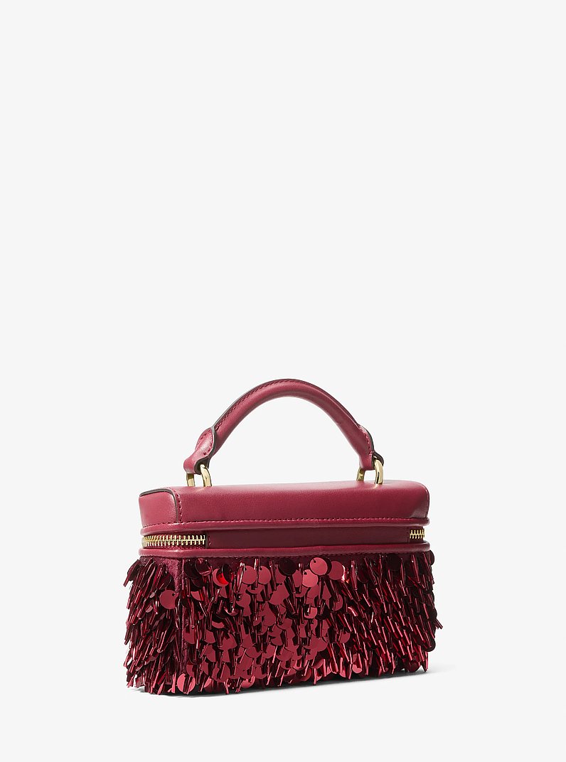 Jana Extra-Small Paillette Embellished Crossbody Bag in DEEP RED | Michael Kors