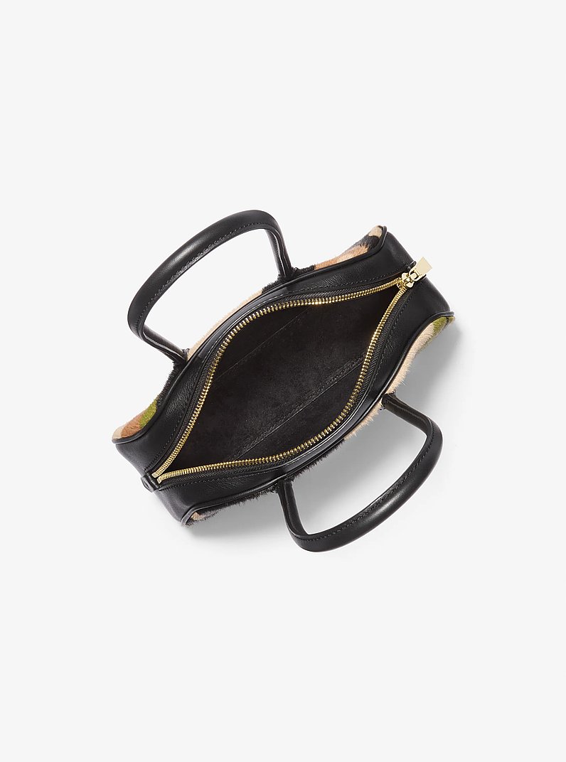 Bolso satchel Lulu peque&ntilde;o de pelo de becerro con estampado de camuflaje in Oliva ahumado multicolor | Michael Kors