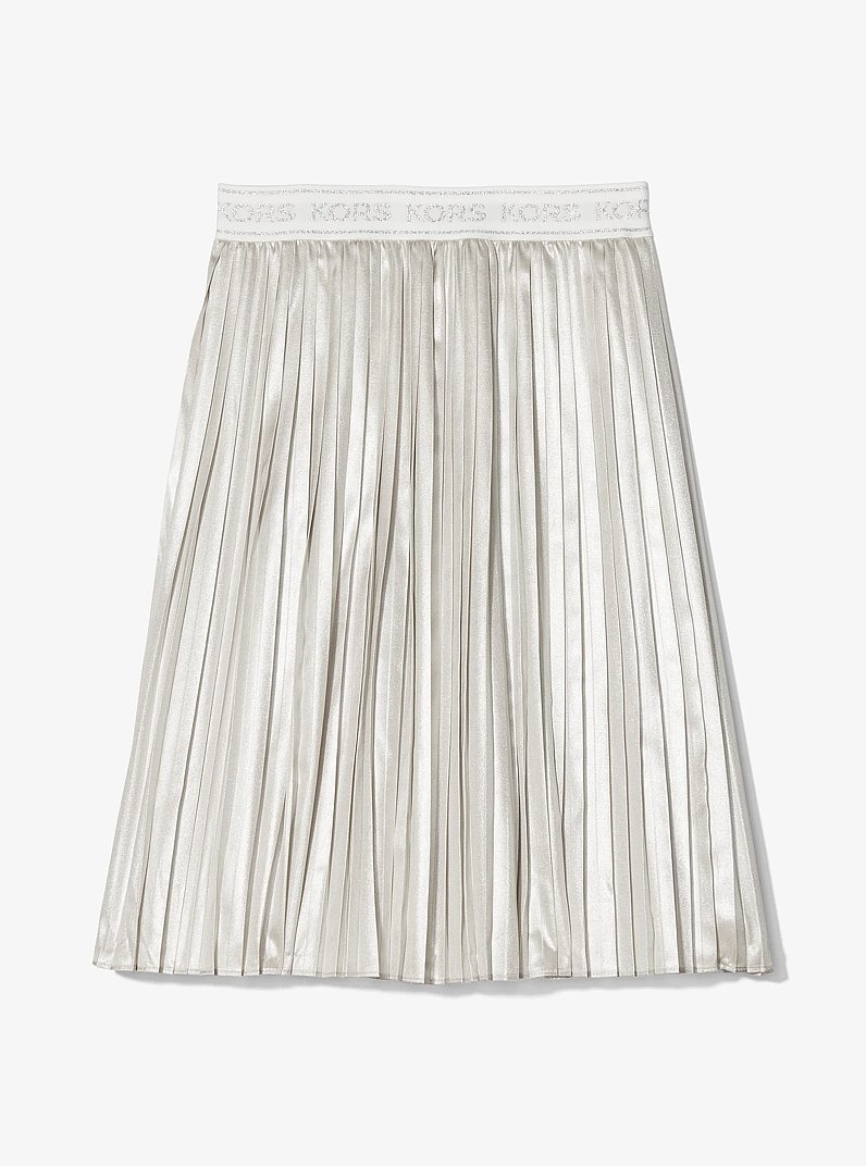 Metallic Pleated Midi Skirt