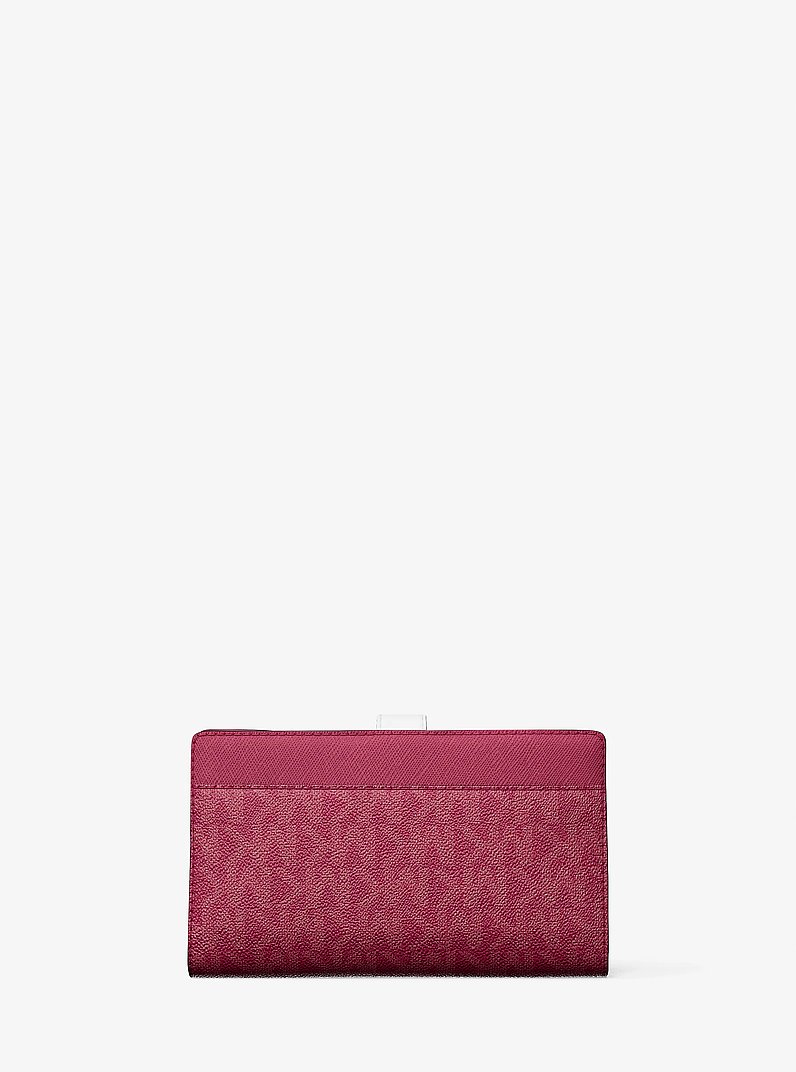 Greenwich Medium Signature Logo Wallet in DARK RASPBERRY MULTI | Michael Kors