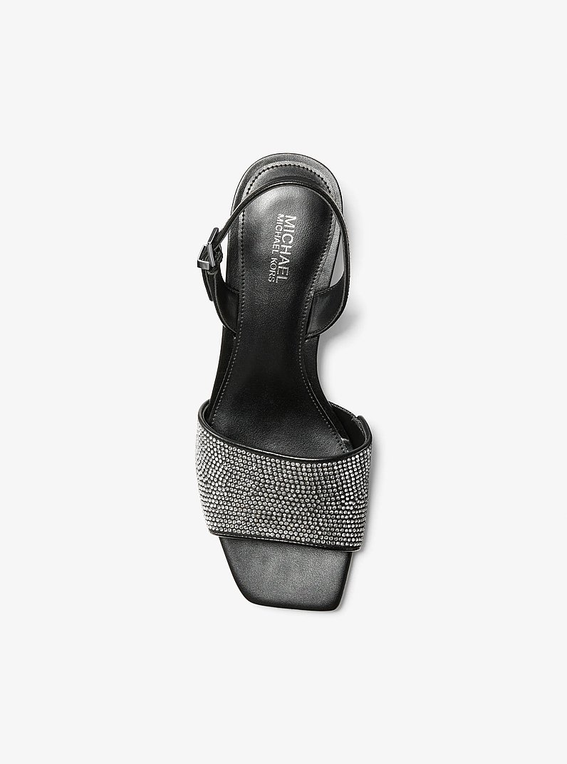 Merrie Embellished Kitten Heel Sandal in BLACK | Michael Kors