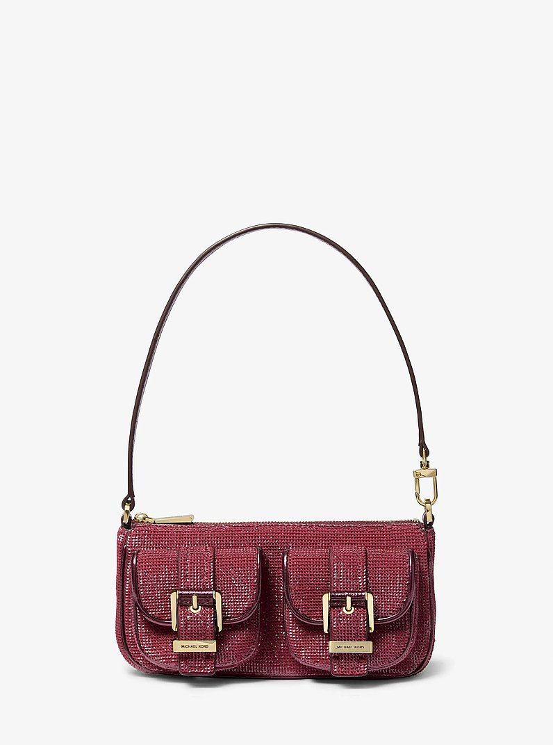 Zoe Small Sequined Pochette in MULBERRY | Michael Kors