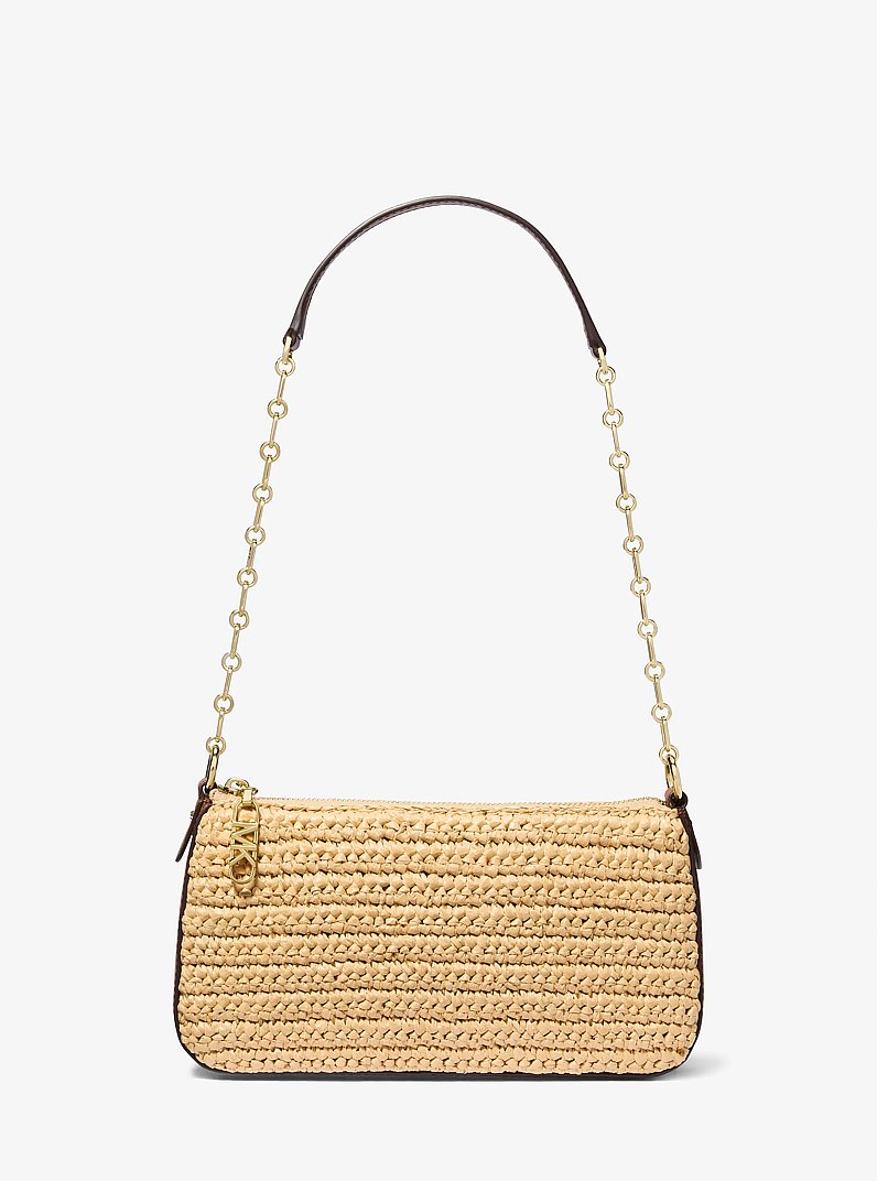 Pochette Empire Medium aus handgeh&auml;keltem Stroh mit Kette
