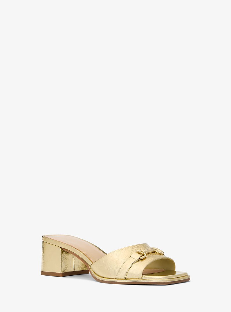 Carson Crackled Metallic Leather Mule in PALE GOLD | Michael Kors