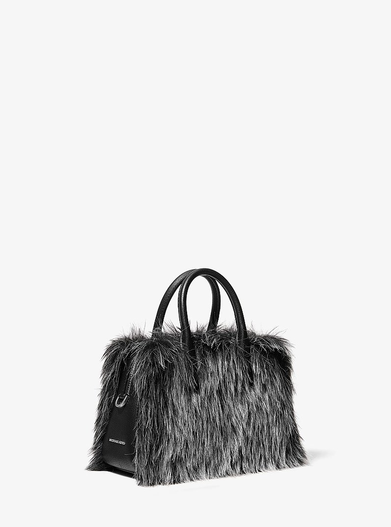 Borsa a tracolla Laila in pelliccia sintetica extra-small in NERO | Michael Kors