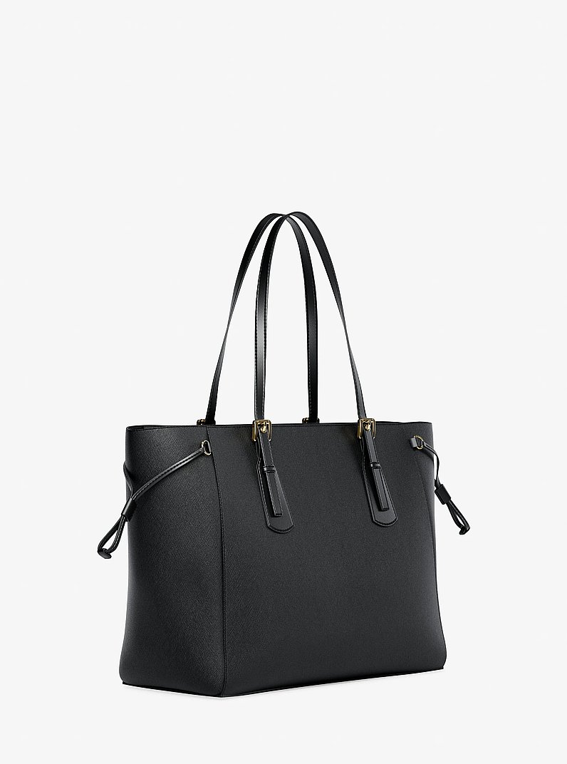 Voyager Large Saffiano Leather Tote Bag in BLACK | Michael Kors