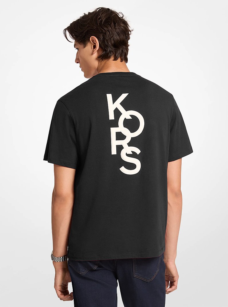 Graphic Logo Cotton Jersey T-Shirt in BLACK | Michael Kors