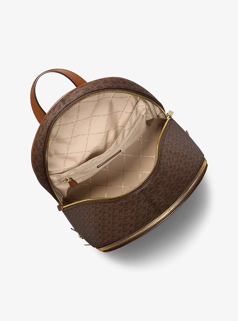 Rhea Large Signature Logo Backpack in BROWN | Michael Kors