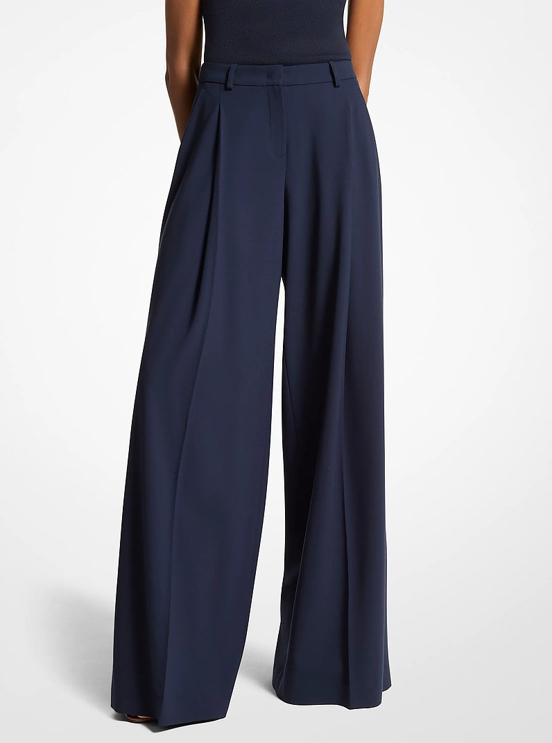 Wool Serge Palazzo Trousers in MIDNIGHT | Michael Kors