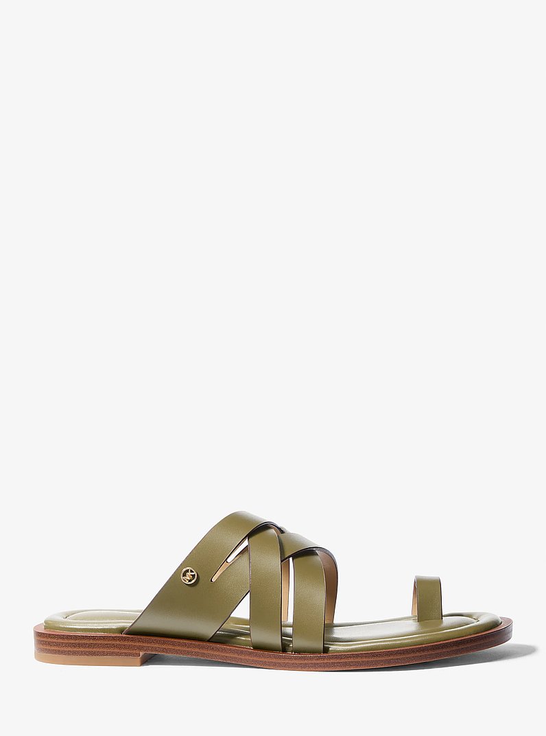 Nora Leather Sandal in SAFARI GREEN | Michael Kors