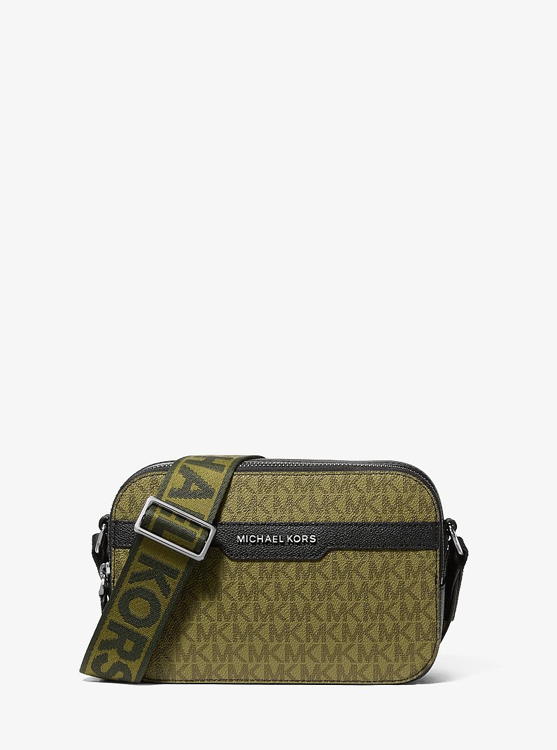 Camera bag a tracolla Hudson con logo in PISTACCHIO | Michael Kors