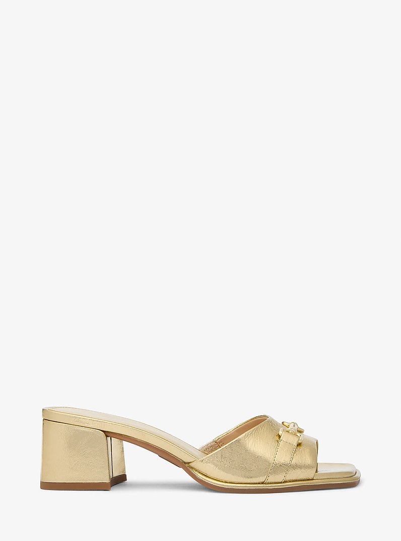 Carson Crackled Metallic Leather Mule in PALE GOLD | Michael Kors