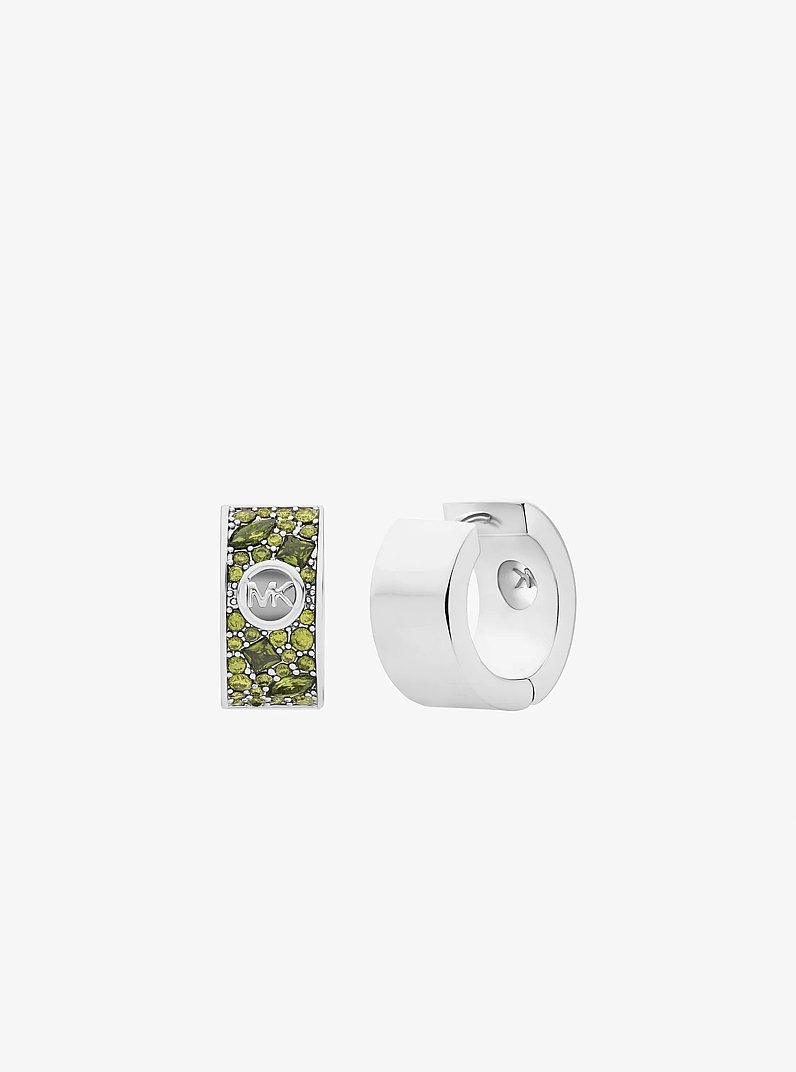 Pav&eacute; Huggie Earrings in SILVER | Michael Kors