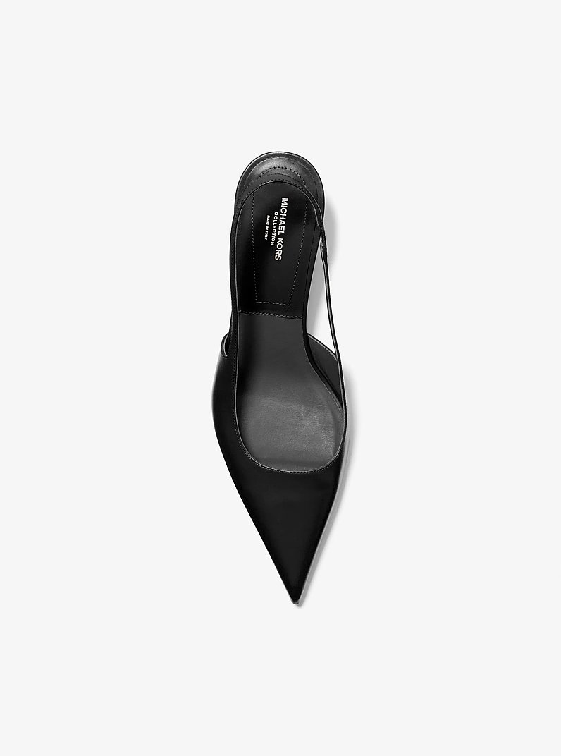 Slingbackpump Emma van leer in ZWART | Michael Kors