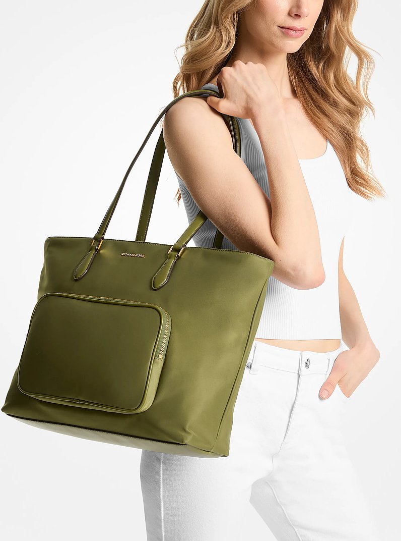 Cara Large Nylon Tote Bag in SMOKEY OLIVE | Michael Kors