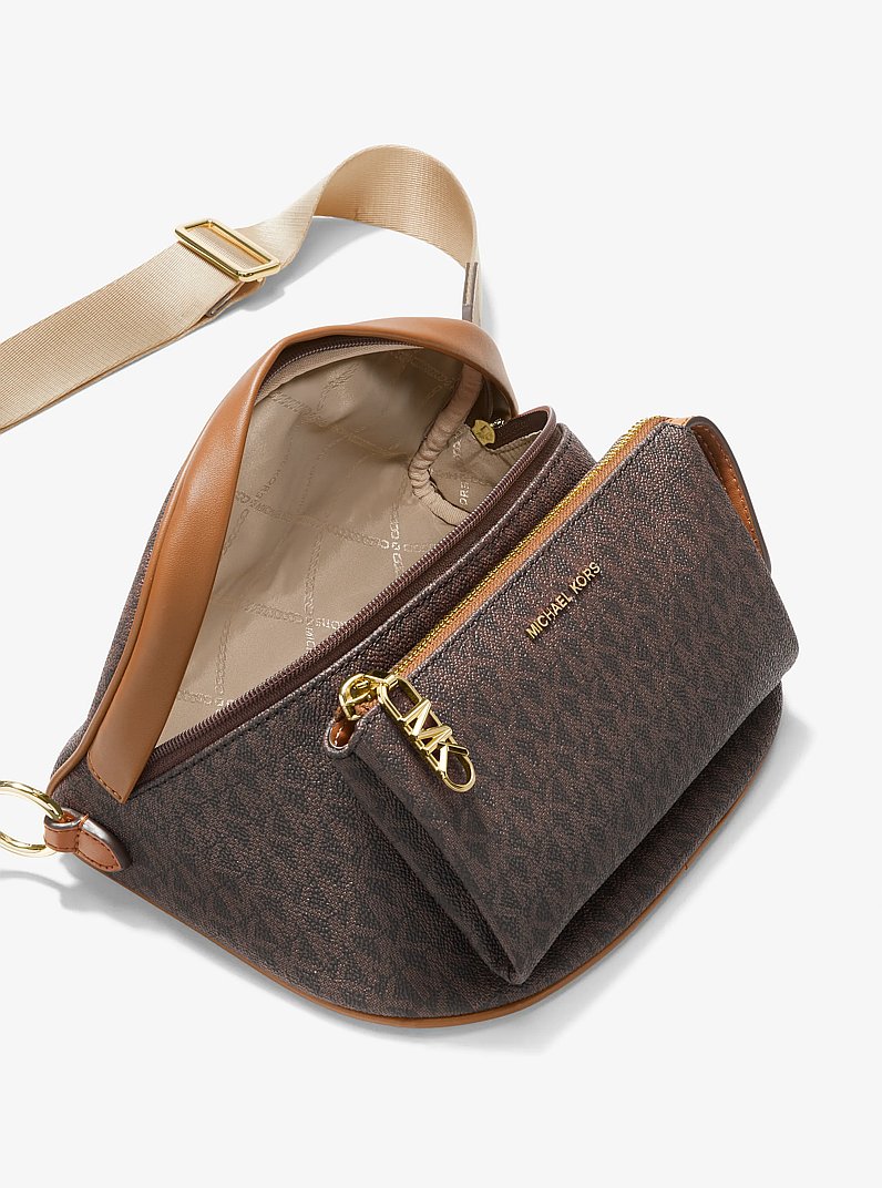 Sac &agrave; une bretelle Slater de taille moyenne &agrave; logo Signature in BRUN/NOISETTE | Michael Kors