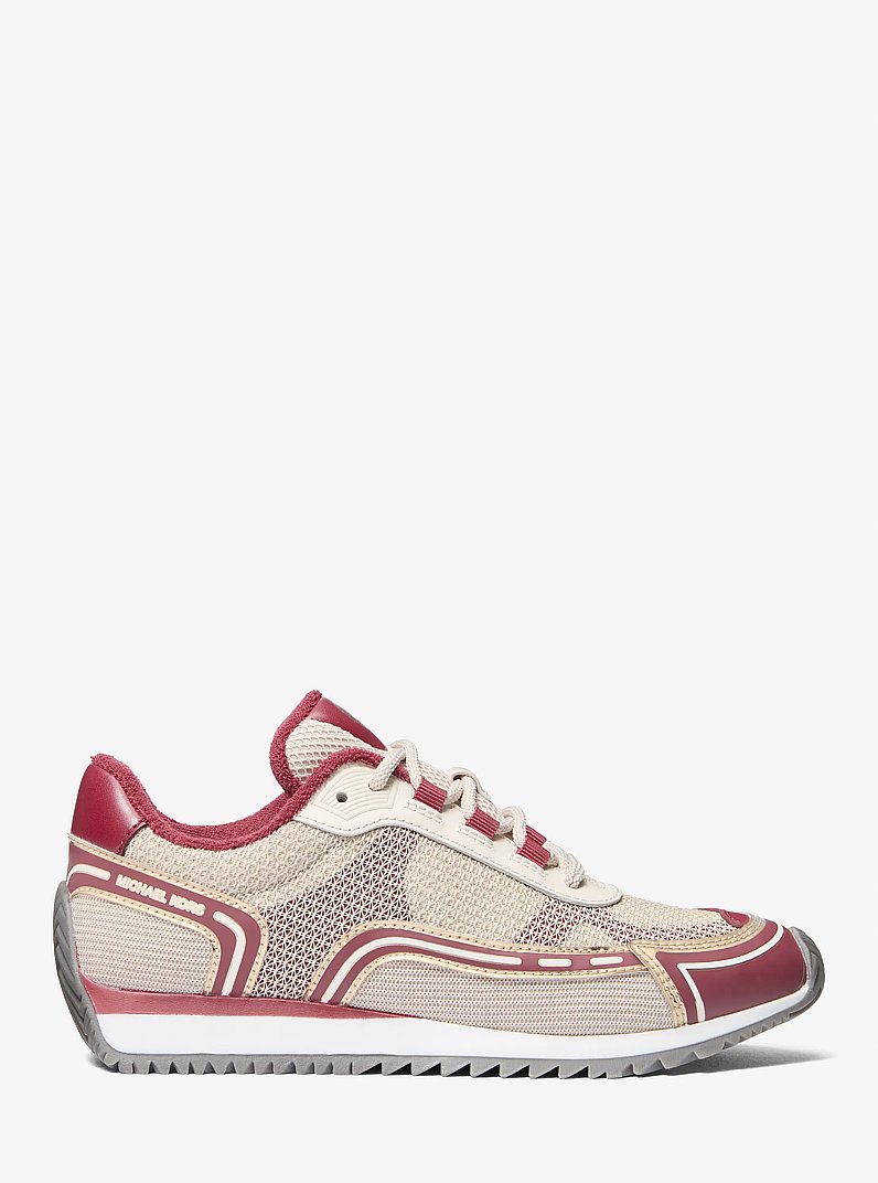 Byrdie Mixed-Media Trainer in DEEP RED MULTI | Michael Kors
