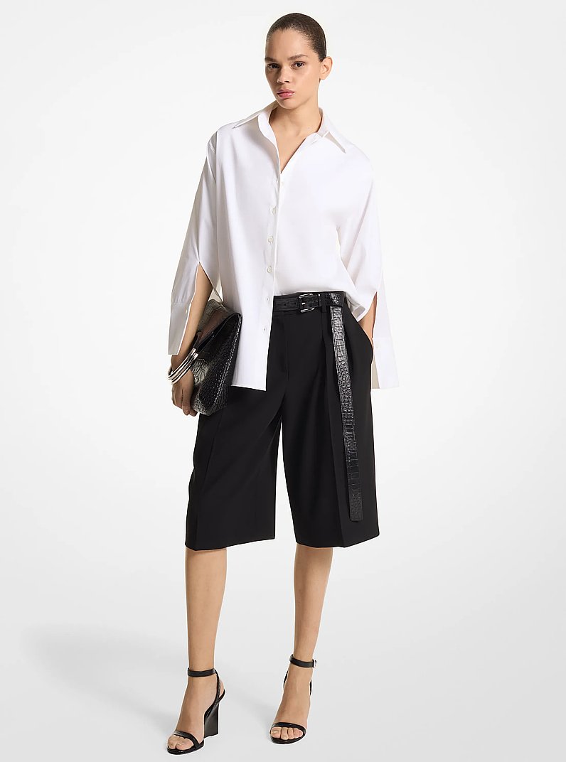 Oversize-Hemdbluse aus Biobaumwoll-Popeline mit Stretch in OPTIC WHITE | Michael Kors