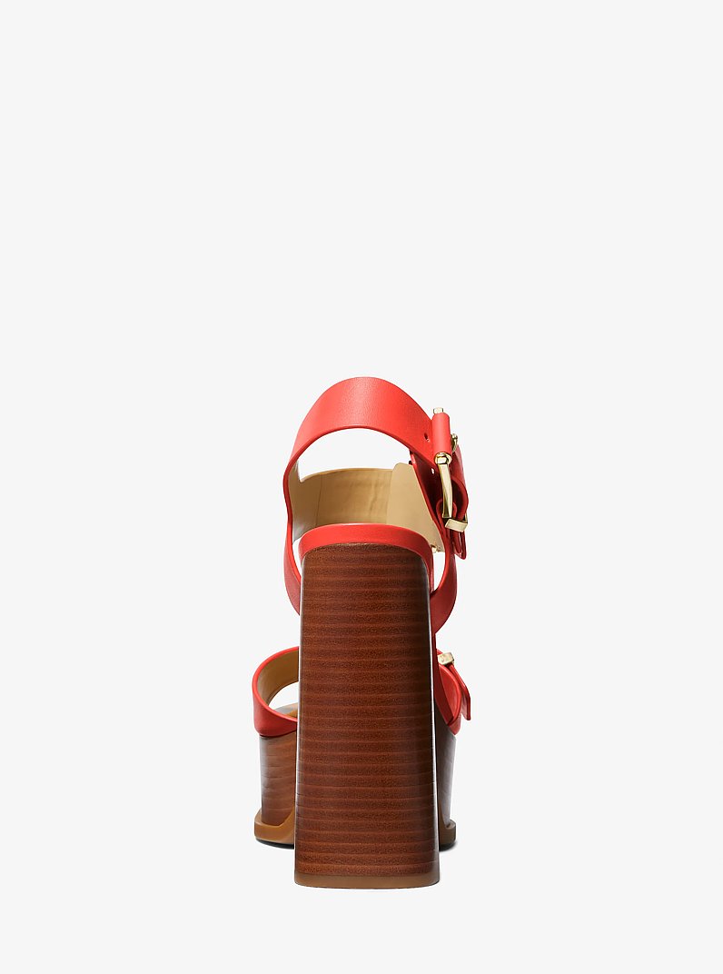 Colby Leather Platform Sandal in SPICED CORAL | Michael Kors