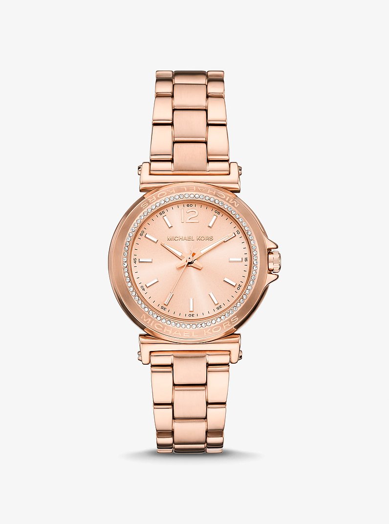 Mini Maren Pav&eacute; Rose Gold-Tone Watch in ROSE GOLD | Michael Kors