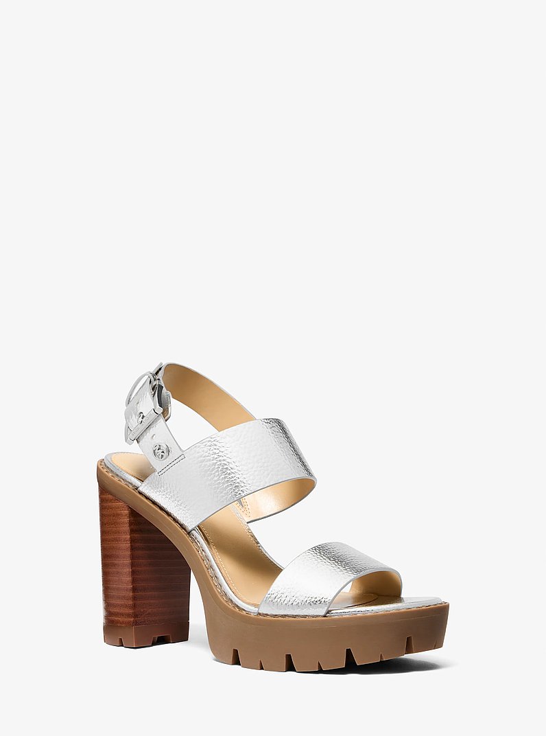 Holland Metallic Platform Sandal in SILVER | Michael Kors