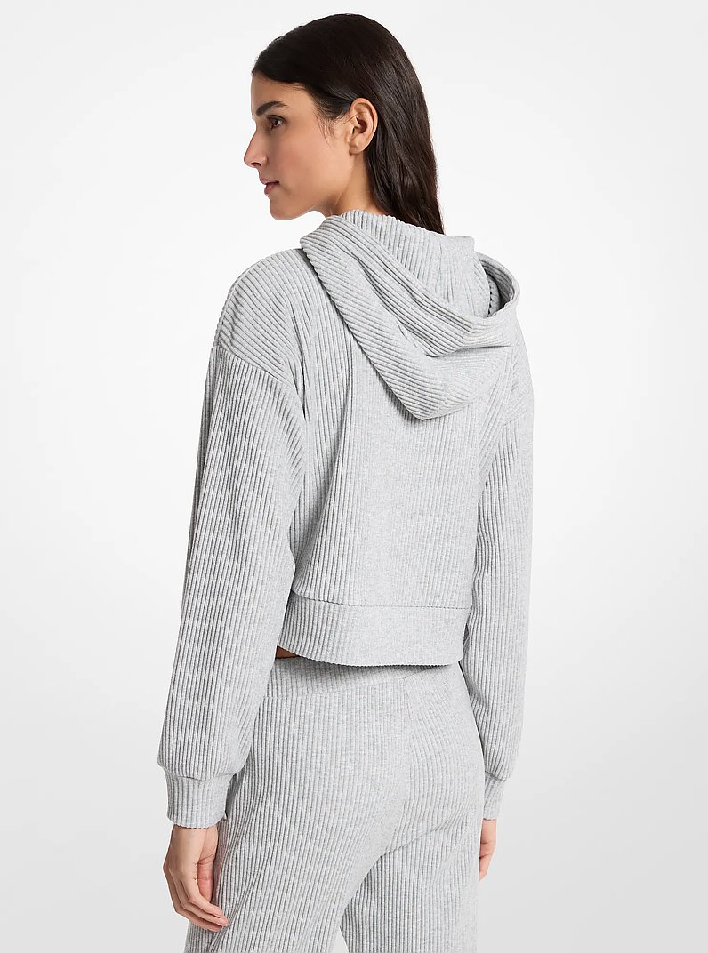 Ribbed Knit Hoodie in PEARL GREY | Michael Kors