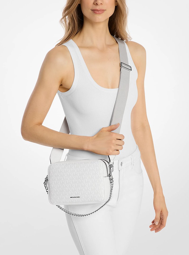Bryant Medium Signature Logo Camera Crossbody Bag in OPT/ALLUM | Michael Kors
