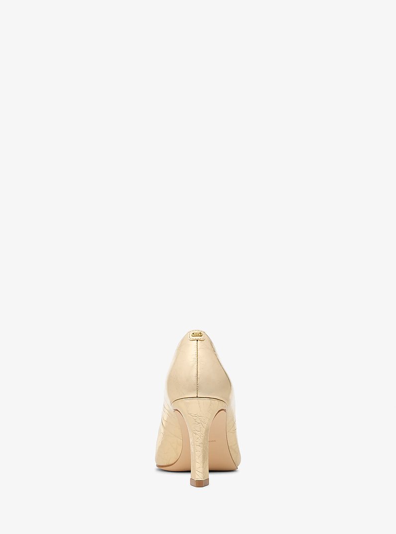 Darrah Crackled Metallic Leather Pump in PALE GOLD | Michael Kors