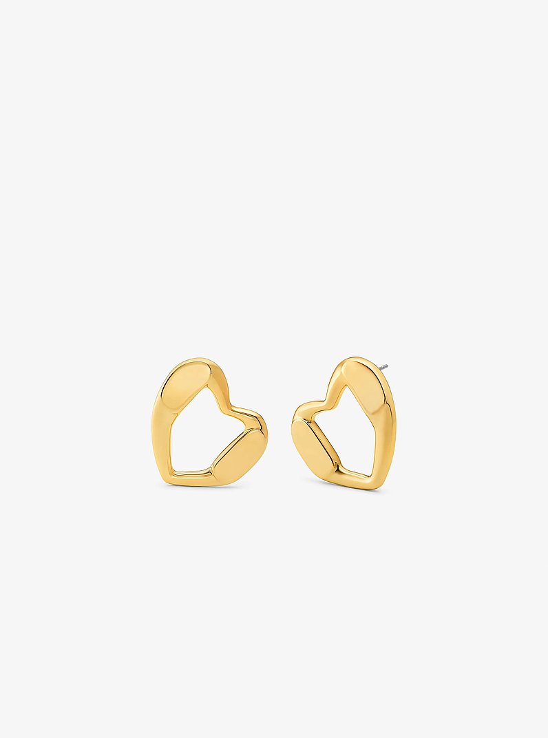 Precious Metal-Plated Brass Heart Stud Earrings in GOLD | Michael Kors