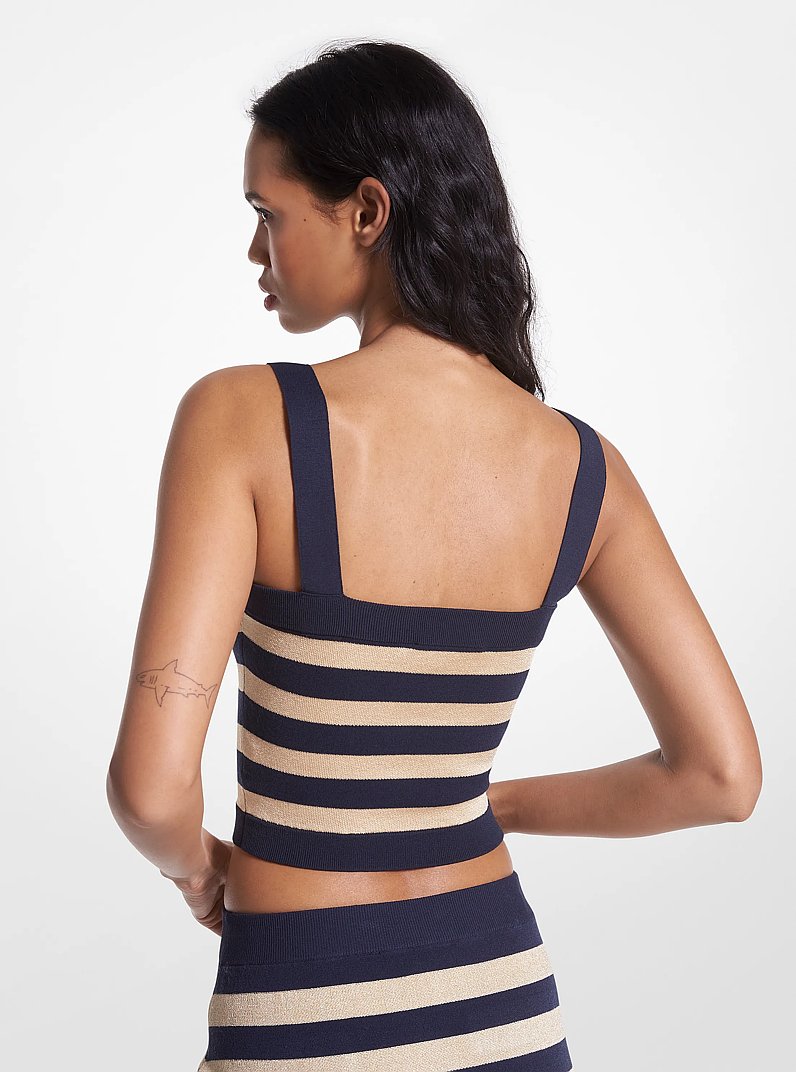 D&eacute;bardeur ray&eacute; en tricot m&eacute;tallis&eacute; in MIDNIGHTBLUE | Michael Kors