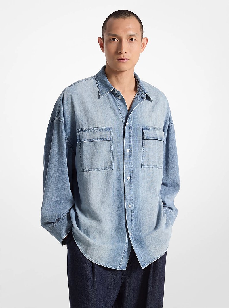 Oversized Chambray Shirt in BLUE VINTAGE WASH | Michael Kors