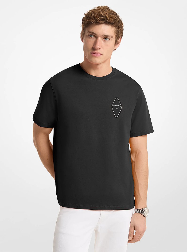 T-shirt in cotone con logo effetto grafico in NERO | Michael Kors