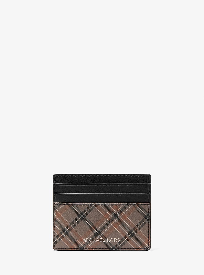 Porte-cartes Cooper &agrave; carreaux in CHAMPIGNON | Michael Kors