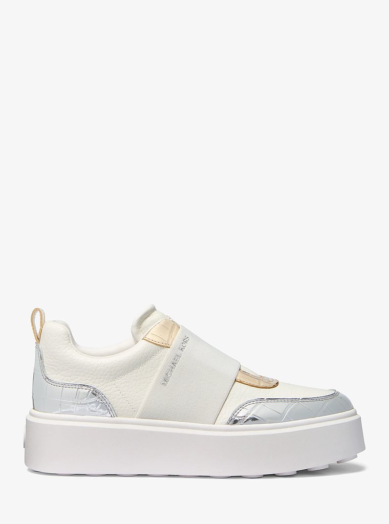 Romey Mixed Media Slip-On Platform Sneaker in SILVER MULTI | Michael Kors