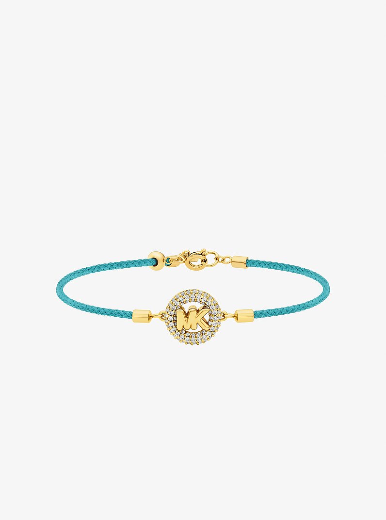 Kordelarmband mit Pav&eacute;-Logo im Goldton in T&Uuml;RKIS | Michael Kors
