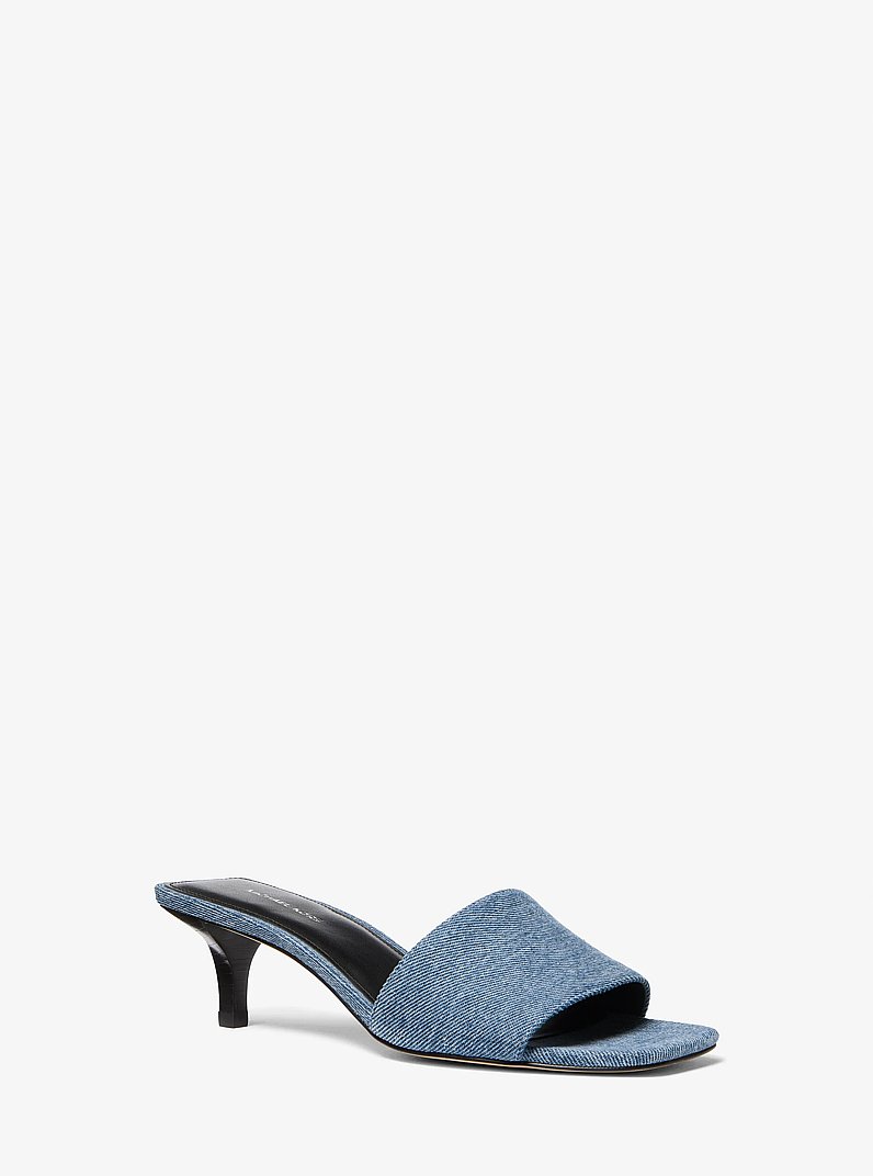 Merriam Denim Kitten Heel Sandal in UNION WASH | Michael Kors