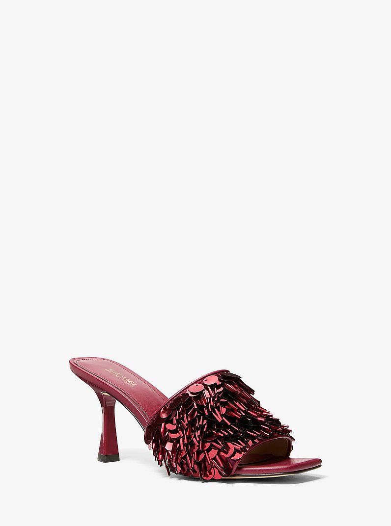 Tessa Sequin Embellished Mule in DEEP RED | Michael Kors