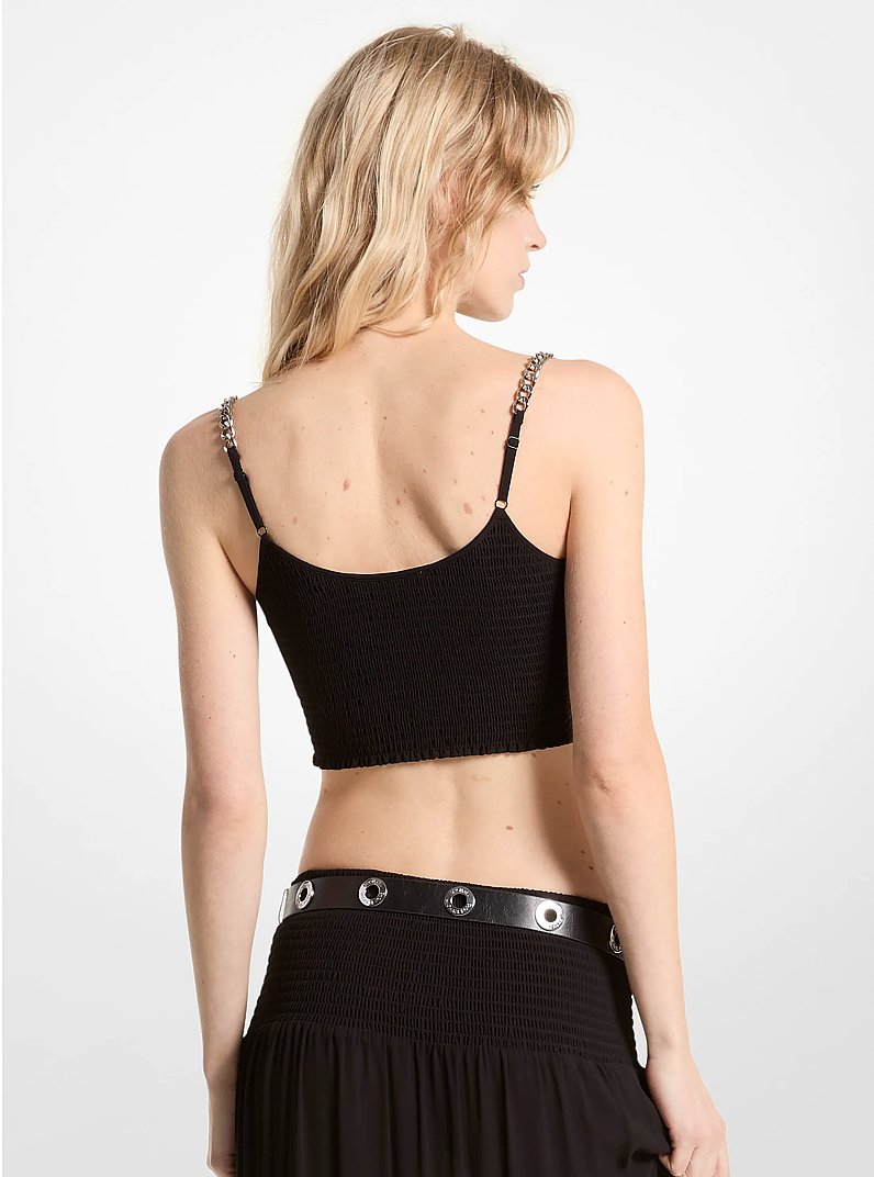 Brassi&egrave;re smock&eacute;e en cr&ecirc;pe georgette