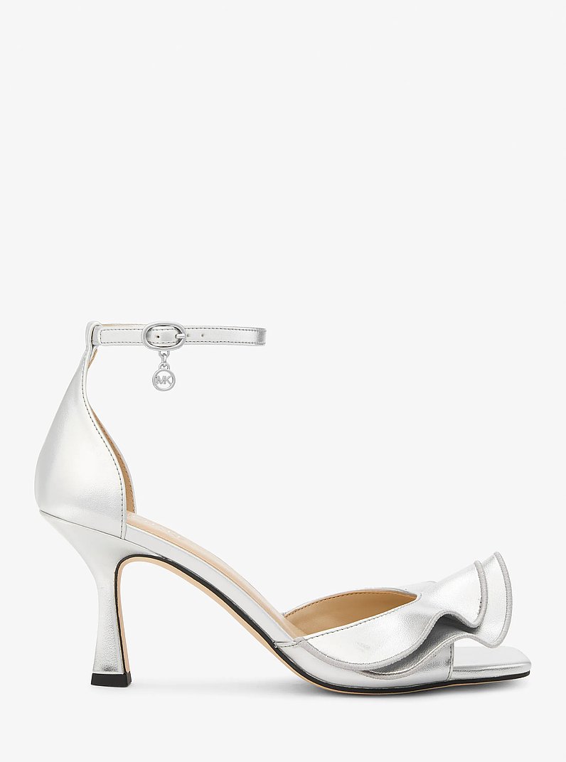 Livia Metallic Sandal in SILVER | Michael Kors