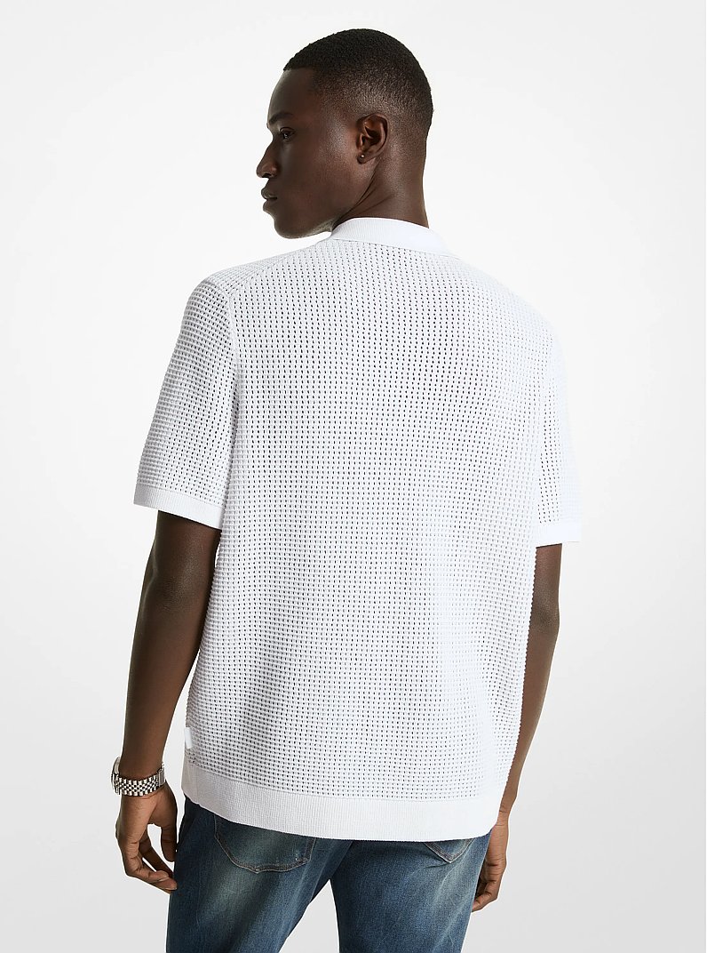 Open-Knit Cotton Shirt in WHITE | Michael Kors