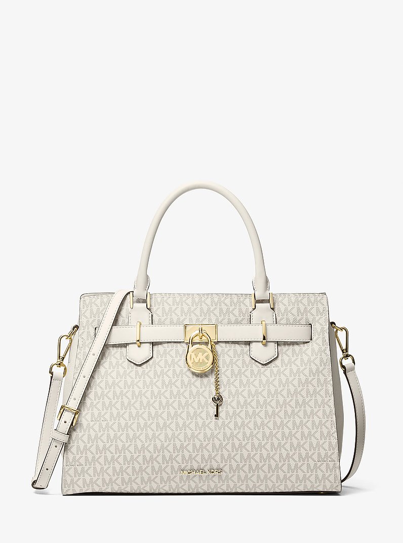 Hamilton Medium Logo Satchel in LT CRM MULTI | Michael Kors
