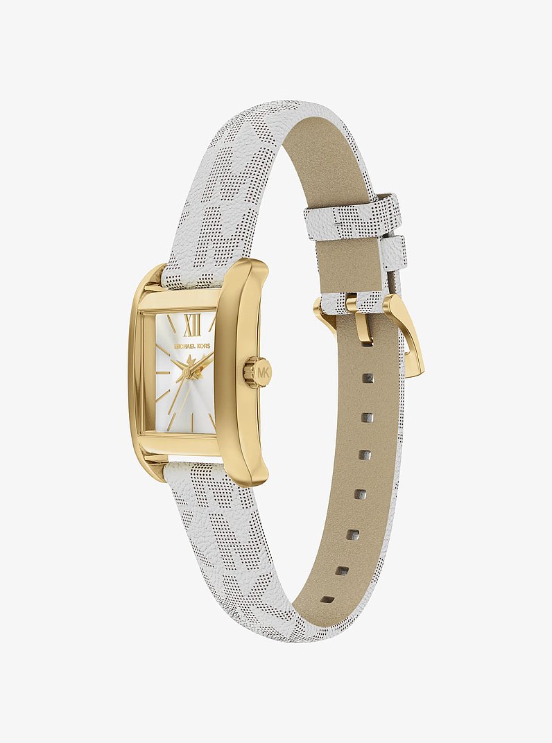 Mini Monroe Gold-Tone and Logo Strap Watch in GOLD | Michael Kors