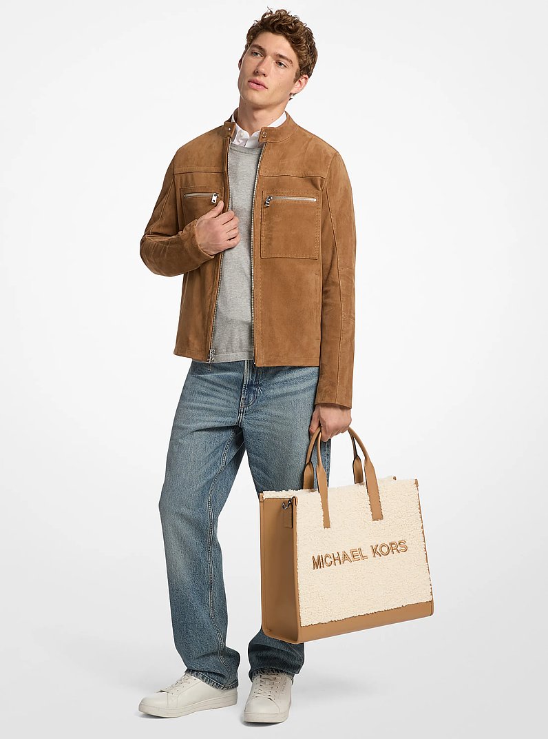 Cooper Medium Sherpa Convertible Tote Bag in PEANUT | Michael Kors