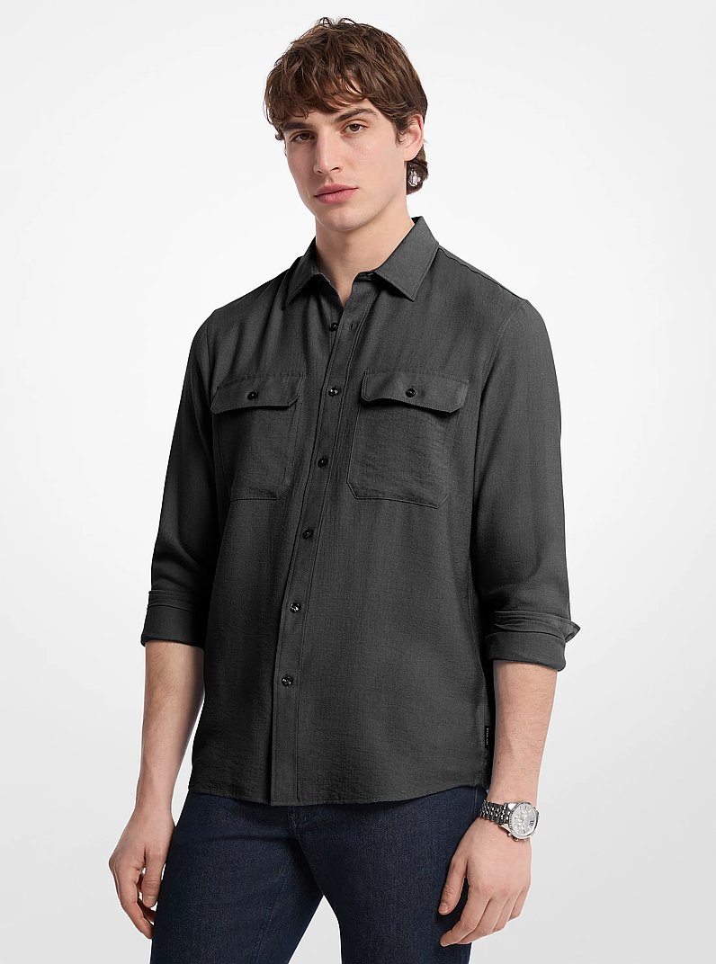 Classic Fit Woven Shirt in BLACK | Michael Kors