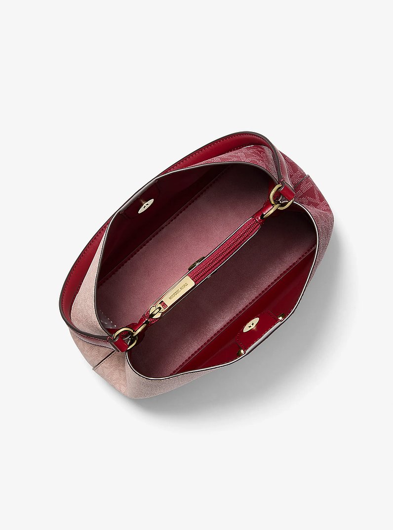 Pratt Medium Two-Tone Signature Logo Shoulder Bag in CHERRY MULTI | Michael Kors