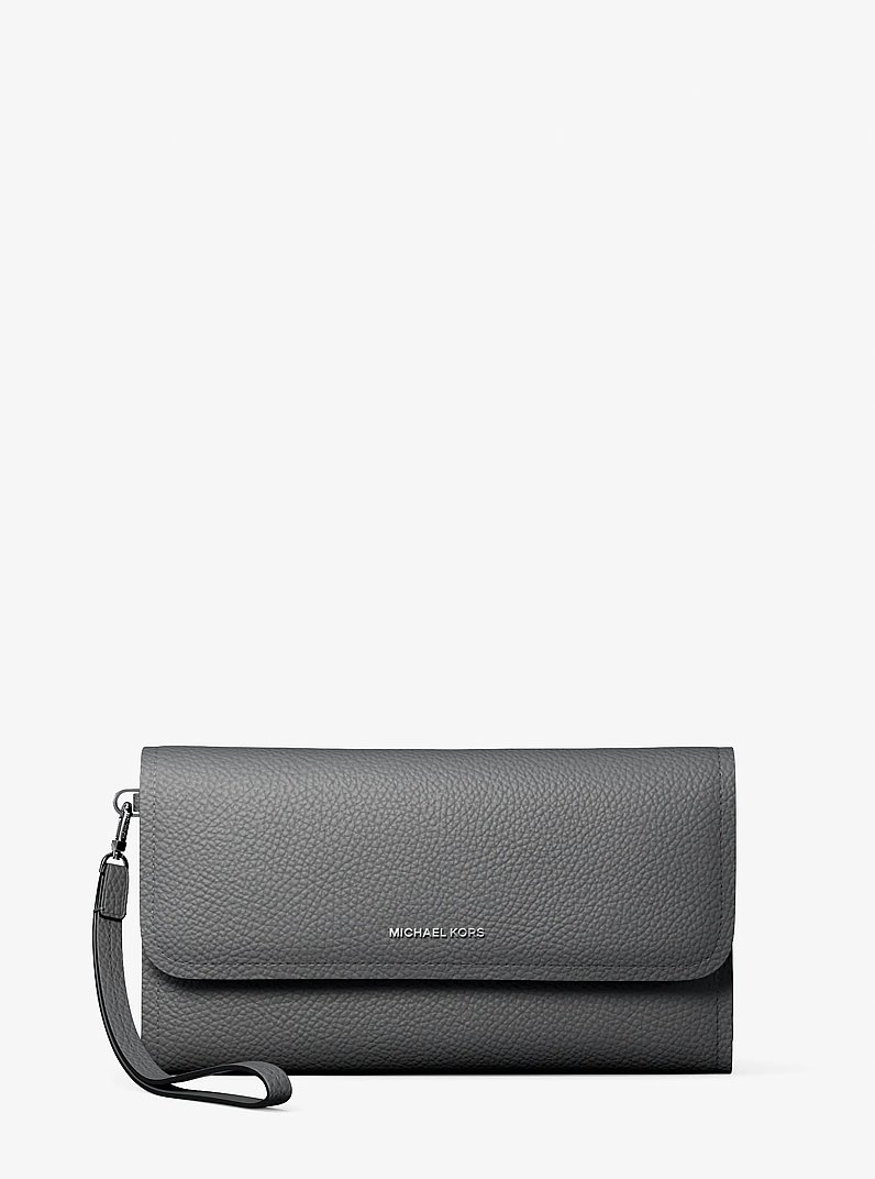 Jet Set Medium Pebbled Leather Convertible Wristlet in HEATHER GREY | Michael Kors