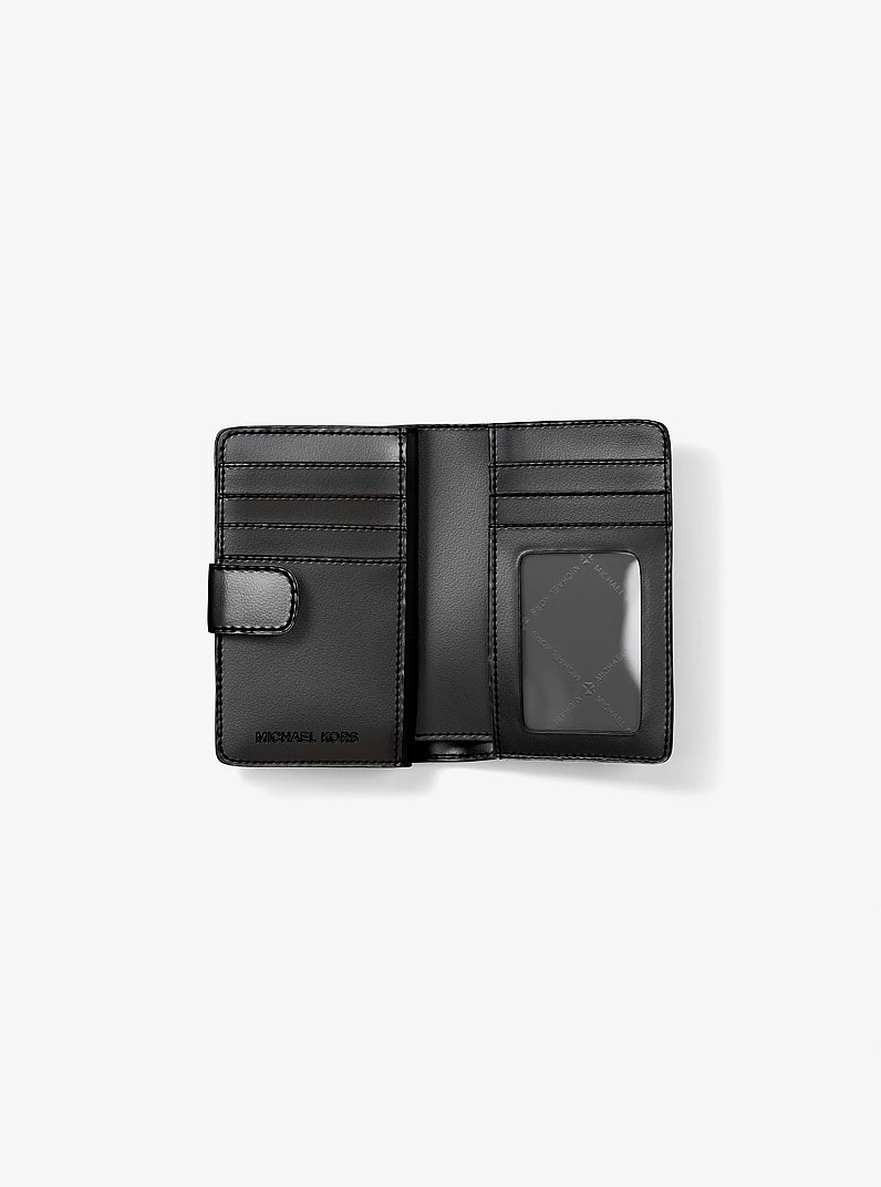 Jet Set Medium Floral Print Bi-Fold Wallet in BLACK - Sale