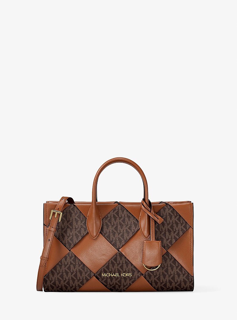 Gewebte Henkeltasche Mirella Small mit Signature-Logomuster in LUGGAGE | Michael Kors